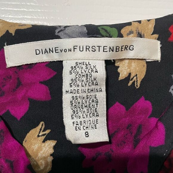 DVF Diane Von Furstenberg Silk Floral Ariba Mini Dress Size 8 - Picture 9 of 11